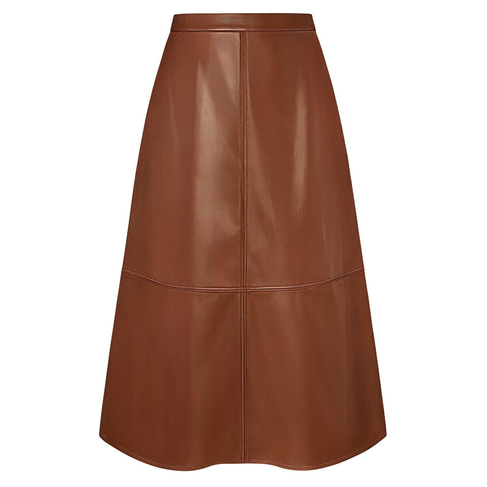 8984 2025 Brown Faux Leather Skirts, High Waist A Line Skirt, Fall Winter